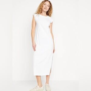 Old Navy Classic ribbed Cream Midi Dress